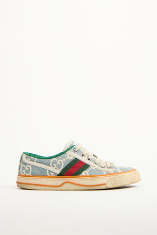 Gucci Light Blue & Multi Tennis 1977 GG Sneaker