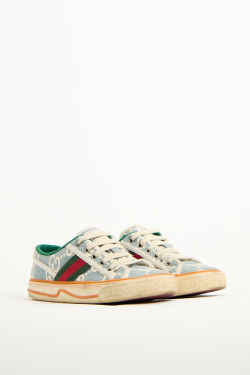 Gucci Light Blue & Multi Tennis 1977 GG Sneaker