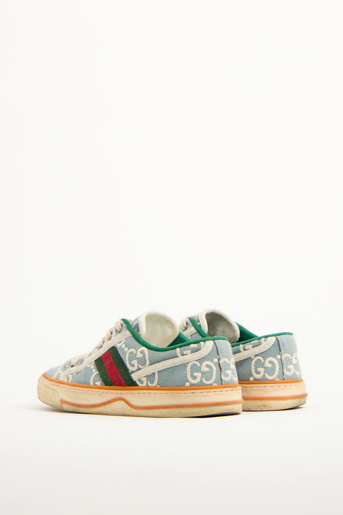 Gucci Light Blue & Multi Tennis 1977 GG Sneaker