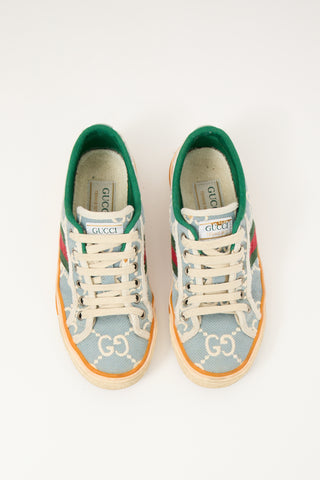 Gucci Light Blue & Multi Tennis 1977 GG Sneaker