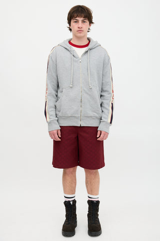 Gucci Logo Stripe Zip Up Sweater