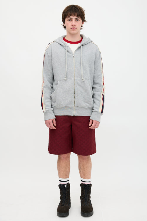 Gucci Logo Stripe Zip Up Sweater