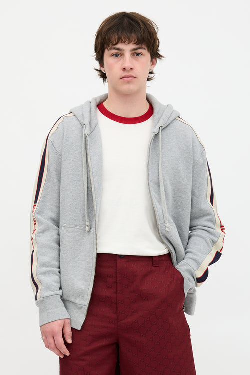 Gucci Logo Stripe Zip Up Sweater