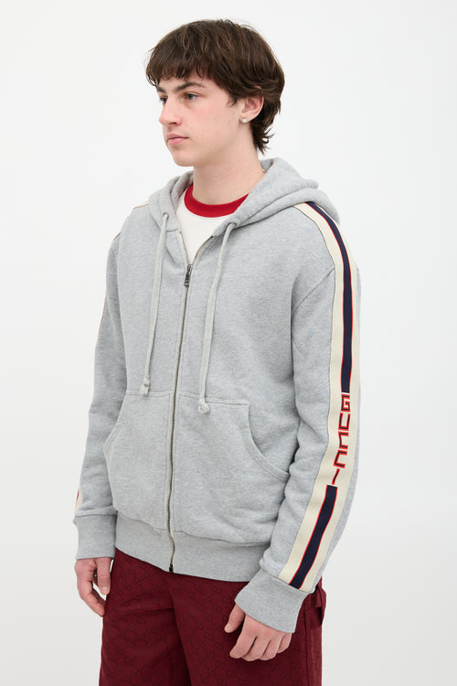Gucci Logo Stripe Zip Up Sweater