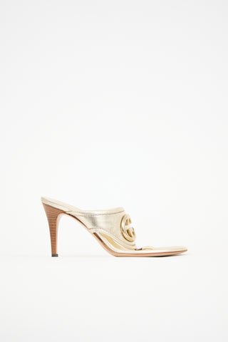 Gucci Metallic Leather GG Sandal