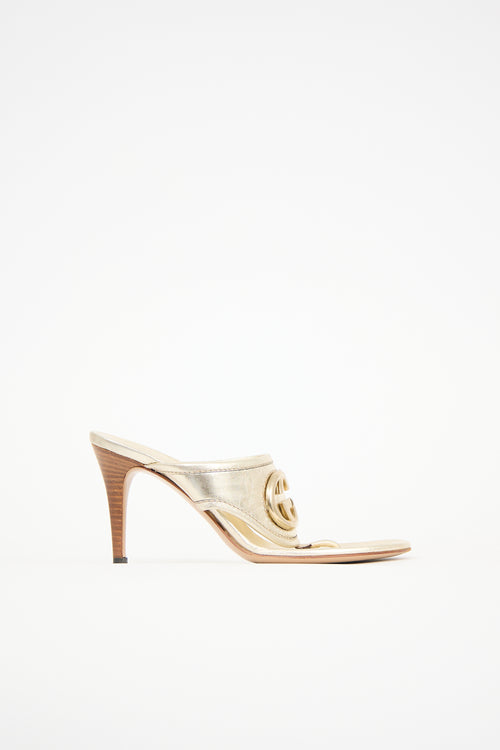 Gucci Metallic Leather GG Sandal