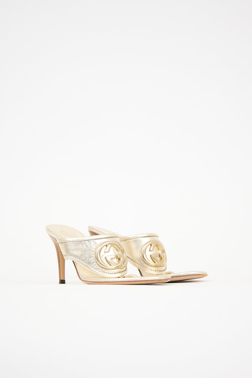 Gucci Metallic Leather GG Sandal