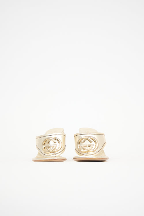 Gucci Metallic Leather GG Sandal