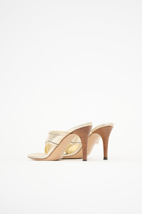 Gucci Metallic Leather GG Sandal