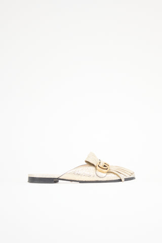 Gucci Metallic Leather Marmont Fringe Mule