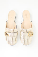 Gucci Metallic Leather Marmont Fringe Mule