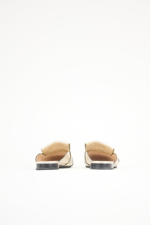 Gucci Metallic Leather Marmont Fringe Mule