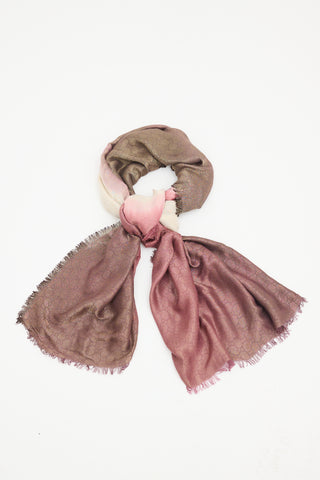 Gucci Metallic Ombré GG Fringe Scarf