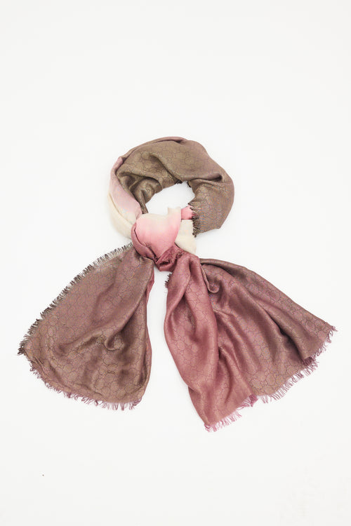 Gucci Metallic Ombré GG Fringe Scarf