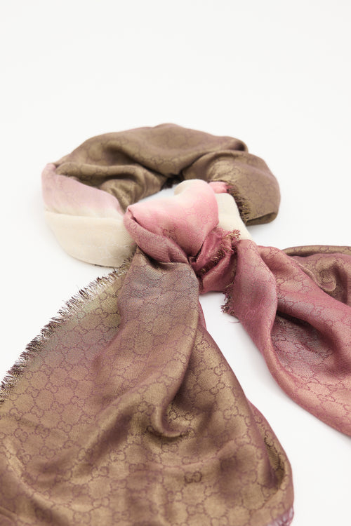 Gucci Metallic Ombré GG Fringe Scarf