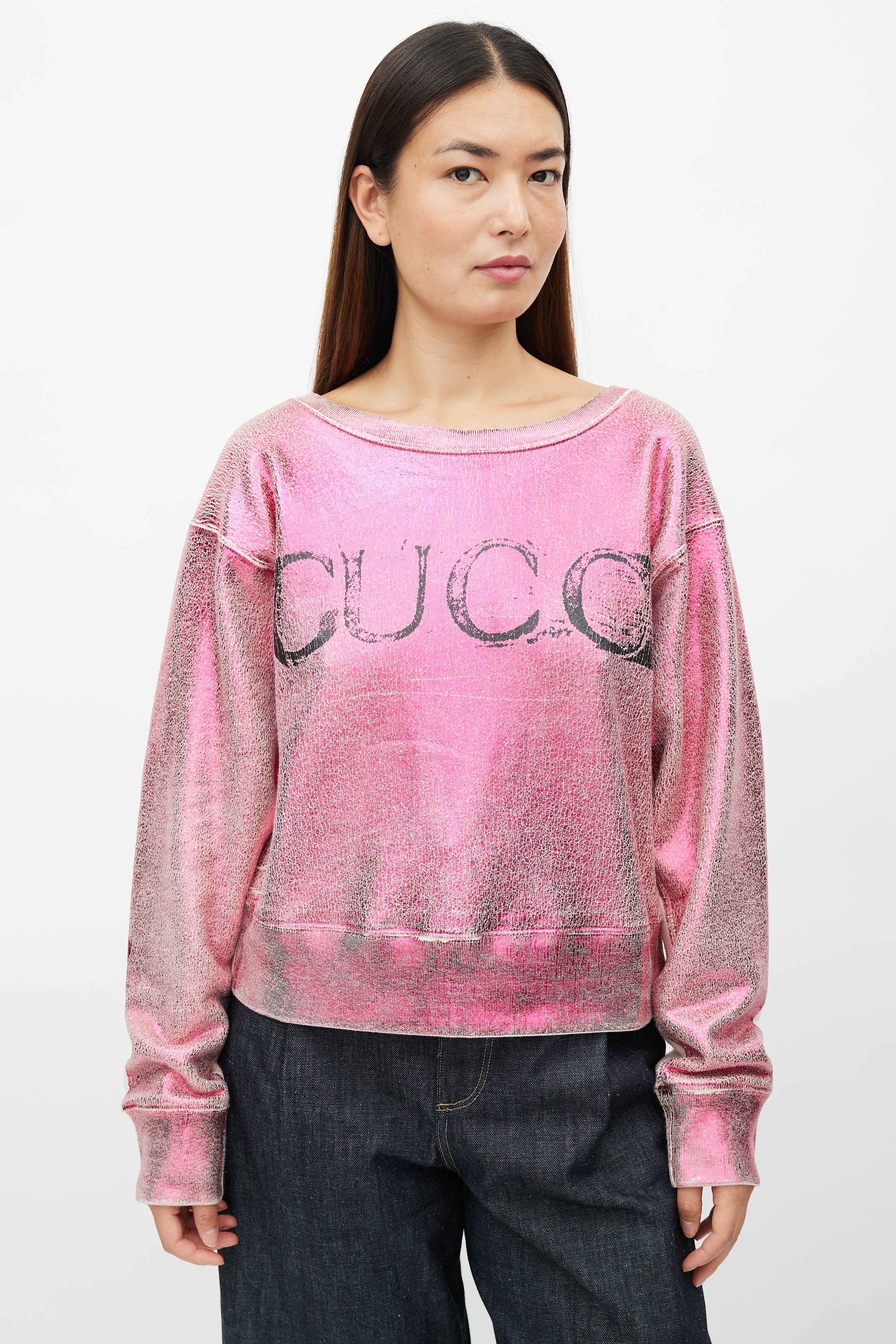 Gucci // Metallic Pink & Cream Blind For Love Sweatshirt – VSP