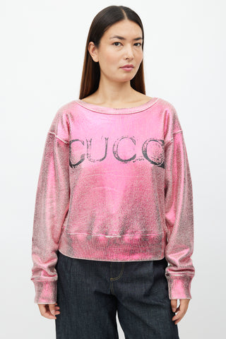 Gucci Metallic Pink & Cream Blind For Love Sweatshirt