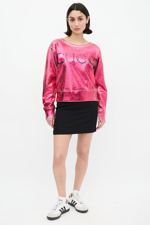 Gucci Metallic Pink & Cream Blind For Love Sweatshirt