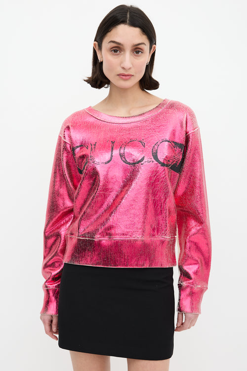 Gucci Metallic Pink & Cream Blind For Love Sweatshirt