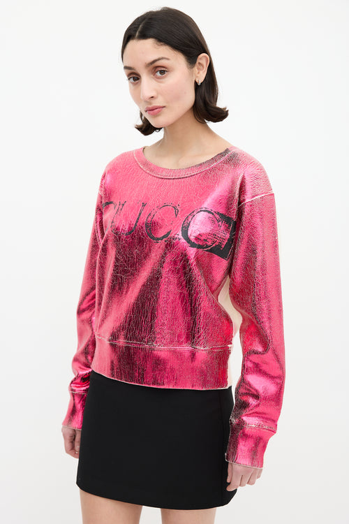 Gucci Metallic Pink & Cream Blind For Love Sweatshirt