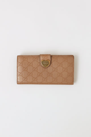 Gucci Metallic Rose Guccisima Leather Wallet