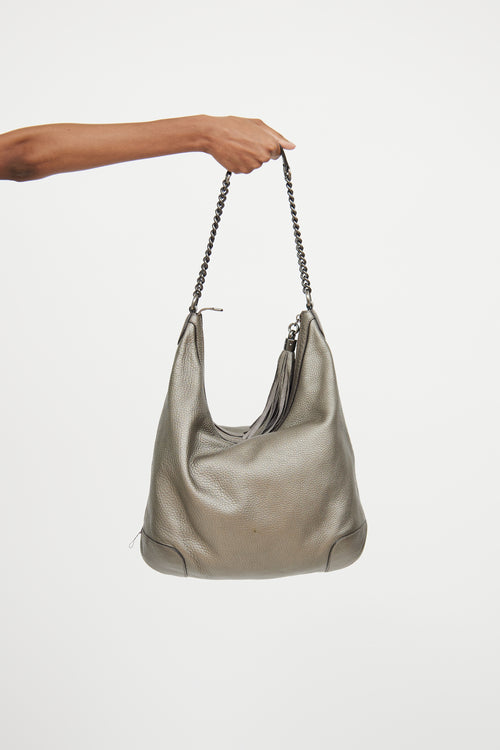 Gucci Gray Metallic Soho Chain Hobo Bag