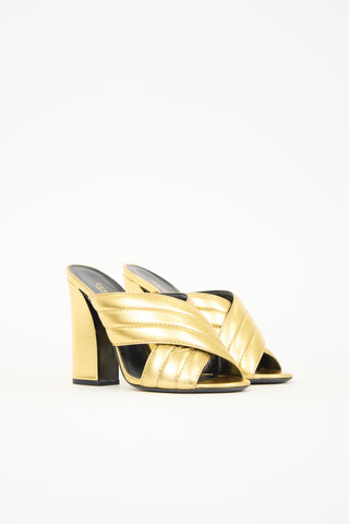 Gucci Metallic Leather Webby Sandal