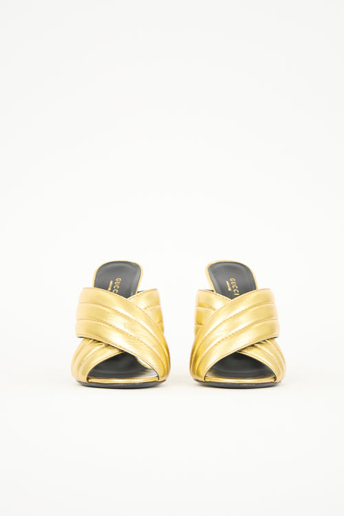 Gucci Metallic Leather Webby Sandal