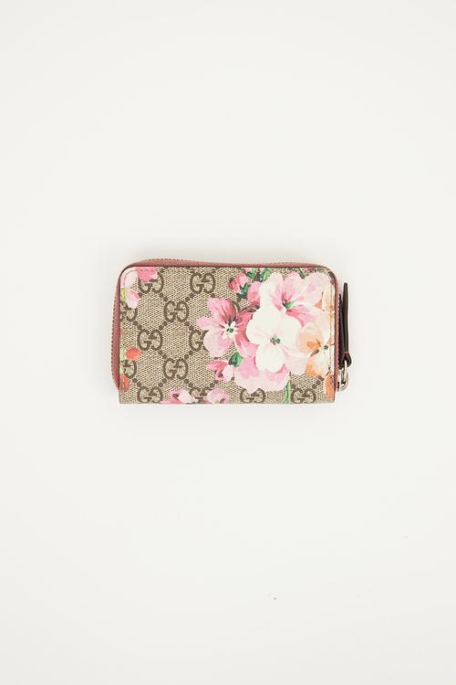 Gucci Brown & Burgundy GG Bloom Zip Wallet