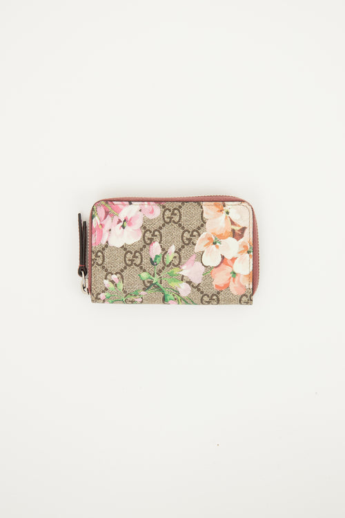 Gucci Brown & Burgundy GG Bloom Zip Wallet