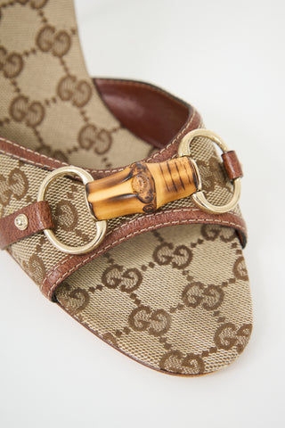 Gucci Leather & Canvas GG Mule
