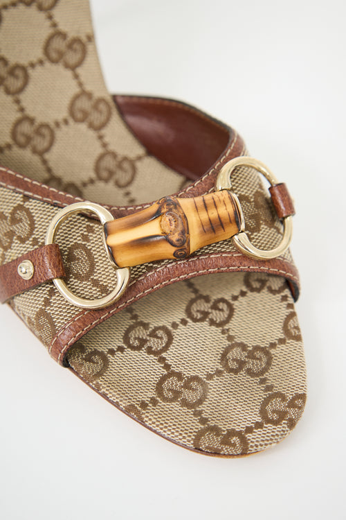 Gucci Leather & Canvas GG Mule