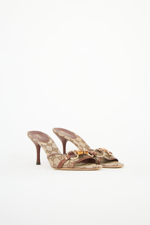 Gucci Leather & Canvas GG Mule