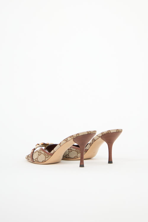 Gucci Leather & Canvas GG Mule