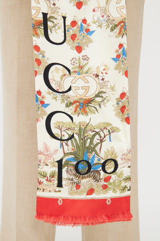 Gucci Cream & Multi Flora Printed Stole