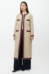 Gucci Beige & Multicolour Belted Wool Coat