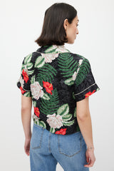 Gucci Black & Multicolour Silk Floral Shirt