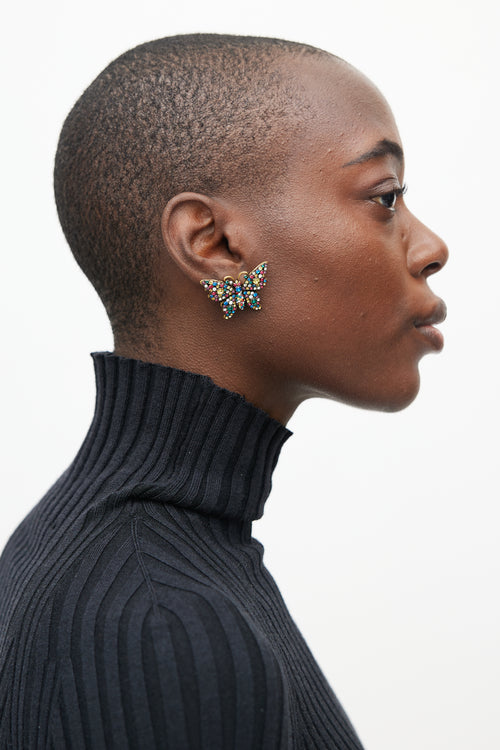 Gucci Multicolour Butterfly Jewel Earring