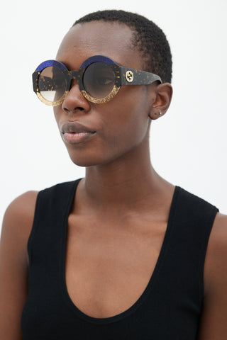 Gucci Multicolour Glitter GG084S Oversized Round Sunglasses