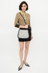 Gucci Navy & Cream Monogram Medium Blondie Crossbody Bag