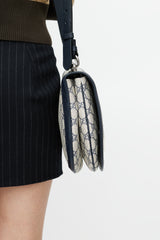 Gucci Navy & Cream Monogram Medium Blondie Crossbody Bag
