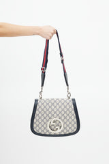 Gucci Navy & Cream Monogram Medium Blondie Crossbody Bag