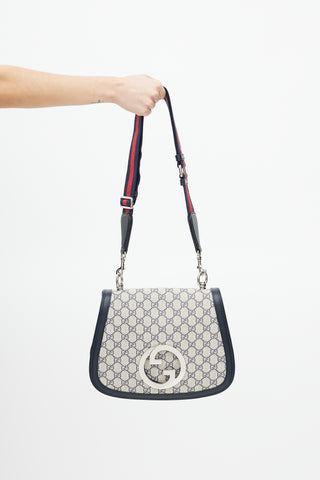 Gucci Navy & Cream Monogram Medium Blondie Crossbody Bag
