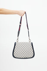 Gucci Navy & Cream Monogram Medium Blondie Crossbody Bag