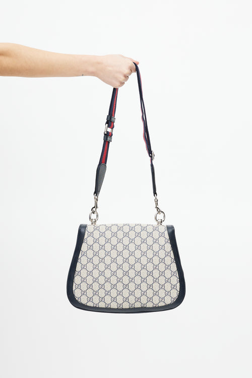 Gucci Navy & Cream Monogram Medium Blondie Crossbody Bag