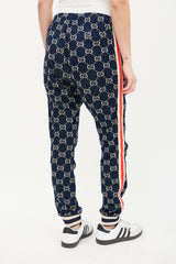 Gucci Navy & Cream Webbed Trim GG Track Pant