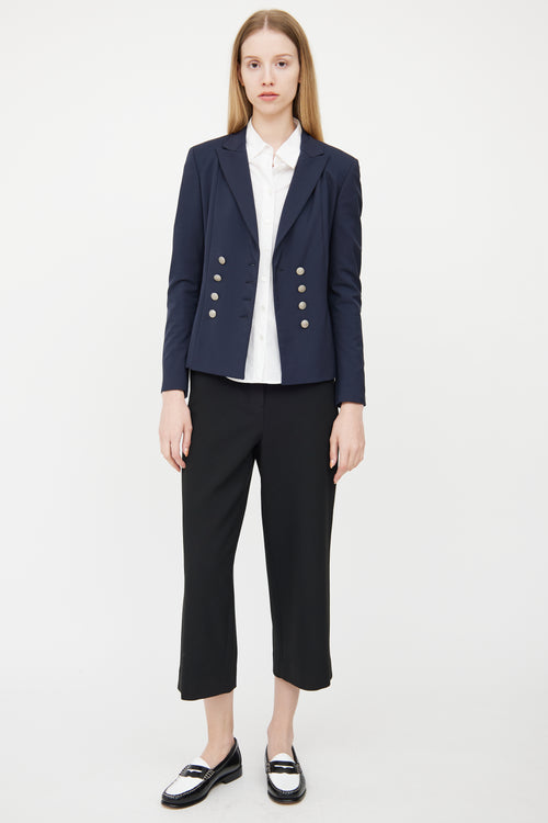 Gucci Navy Double Breasted Peak Collar Blazer