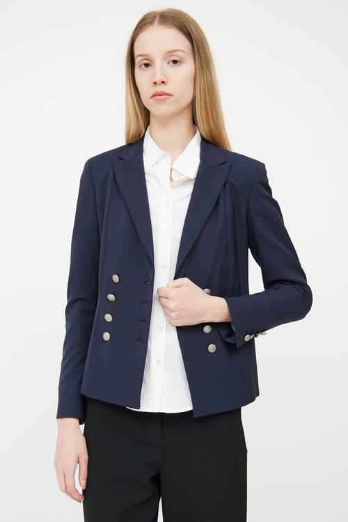 Gucci Navy Double Breasted Peak Collar Blazer