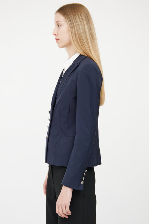 Gucci Navy Double Breasted Peak Collar Blazer