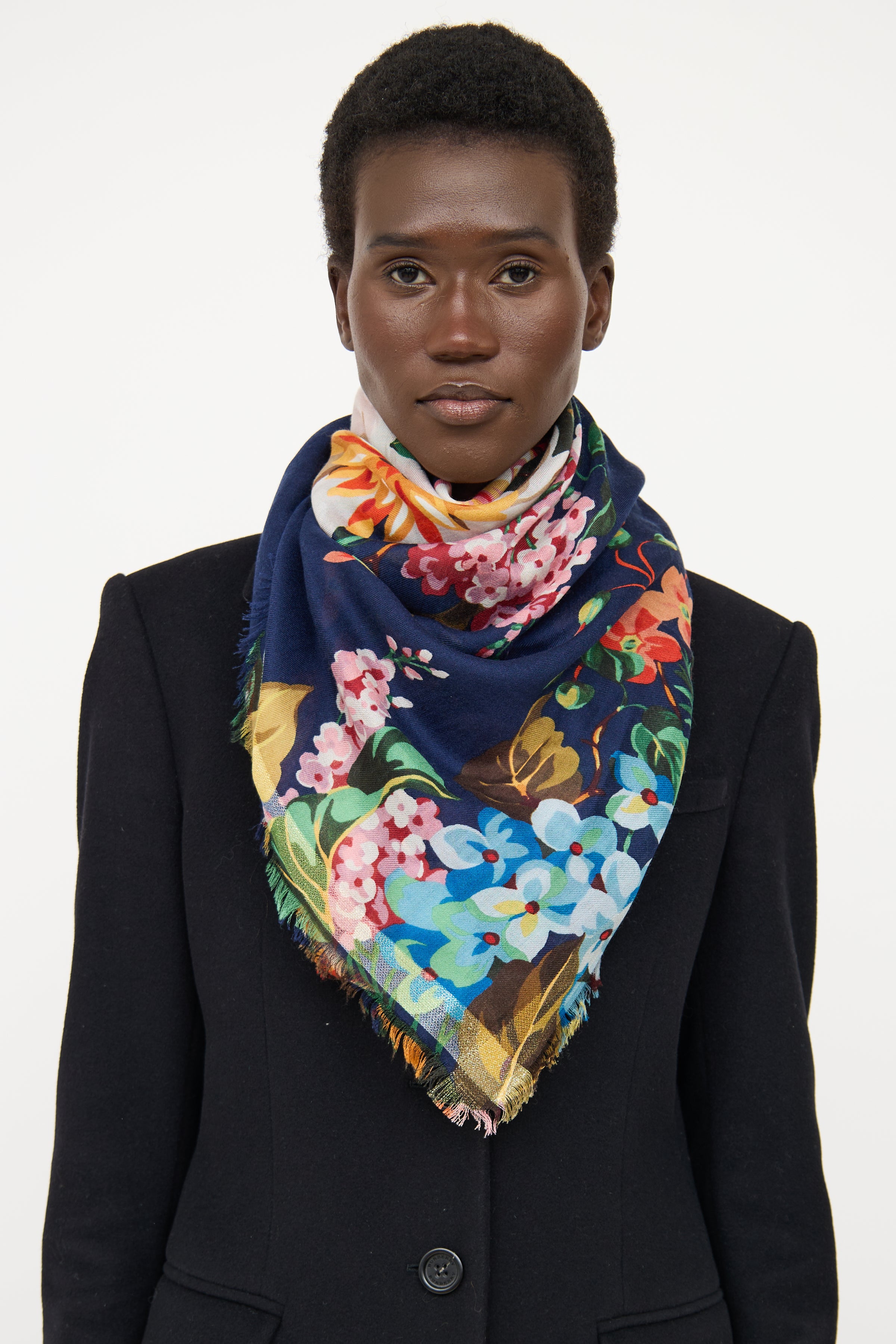 Gucci // Navy & Multi Jospehine Floral Scarf – VSP Consignment